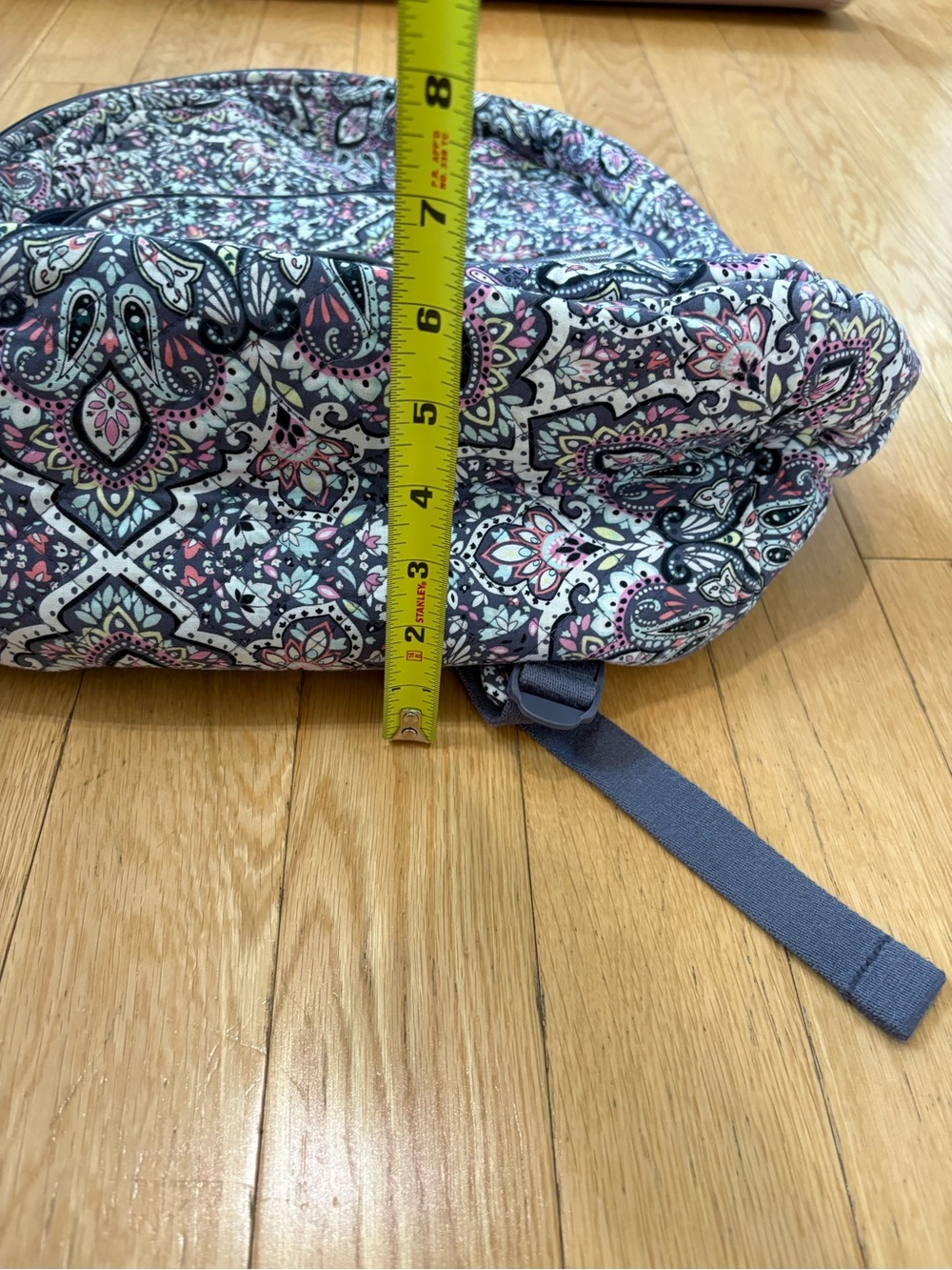 Vera Bradley Campus Backpack Bonbon Medallion Pattern Grey Pink Quilted Travel - Picture 9 of 15